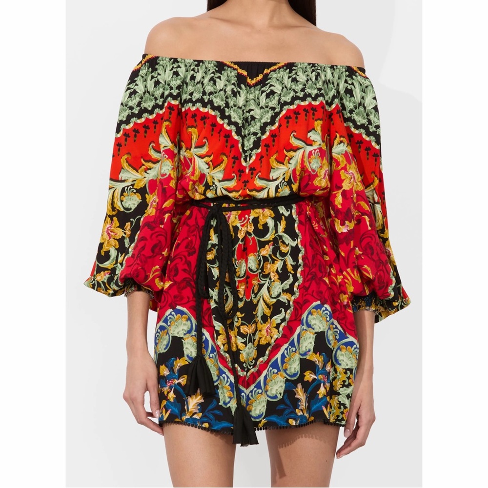 Alice + Olivia Artemis Love Note Print Mini Dress Floral Paisley Red S